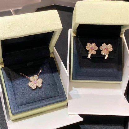 [✨ROSE✨]FRIVOLE PINK GOLD FLOWER DIAMOND EARRINGS