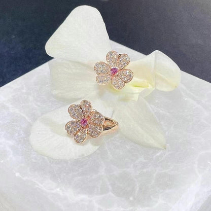 [✨ROSE✨]FRIVOLE PINK GOLD FLOWER DIAMOND EARRINGS