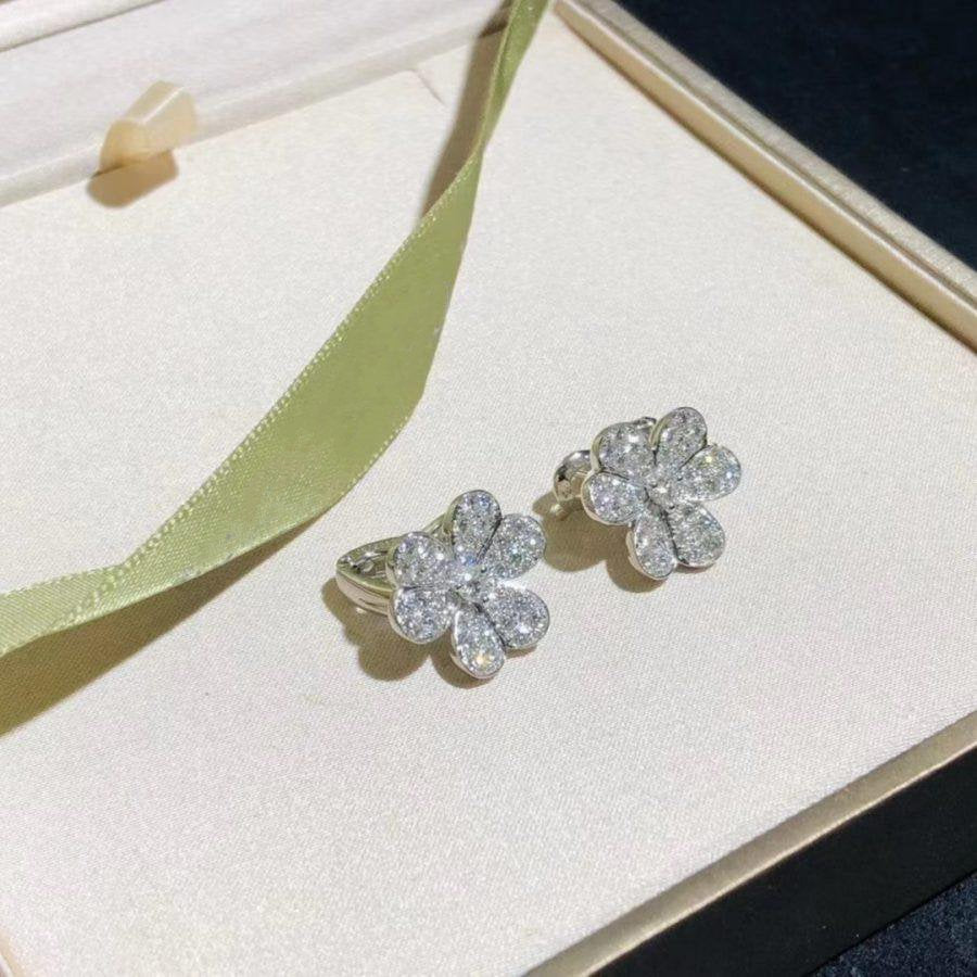 [✨ROSE✨]FRIVOLE SILVER FLOWER DIAMOND EARRINGS
