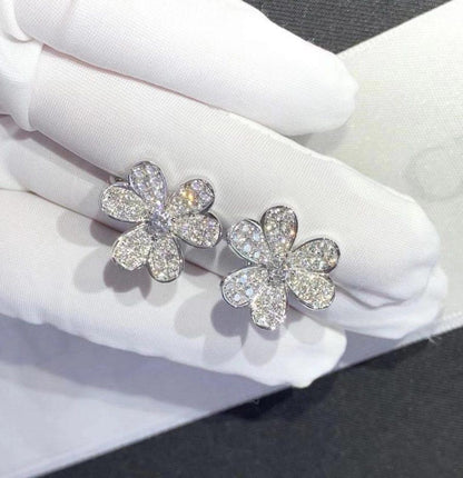 [✨ROSE✨]FRIVOLE SILVER FLOWER DIAMOND EARRINGS