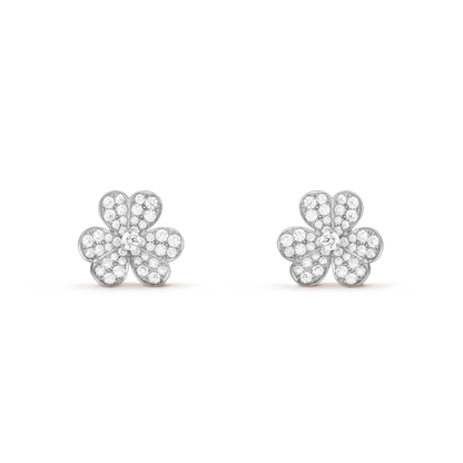 [✨ROSE✨]FRIVOLE SILVER FLOWER DIAMOND EARRINGS