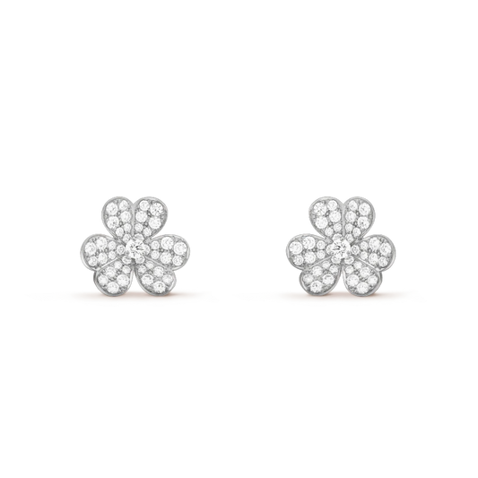 [✨ROSE✨]FRIVOLE SILVER FLOWER DIAMOND EARRINGS