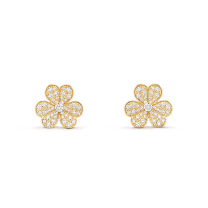 [✨ROSE✨]FRIVOLE GOLD FLOWER DIAMOND EARRINGS