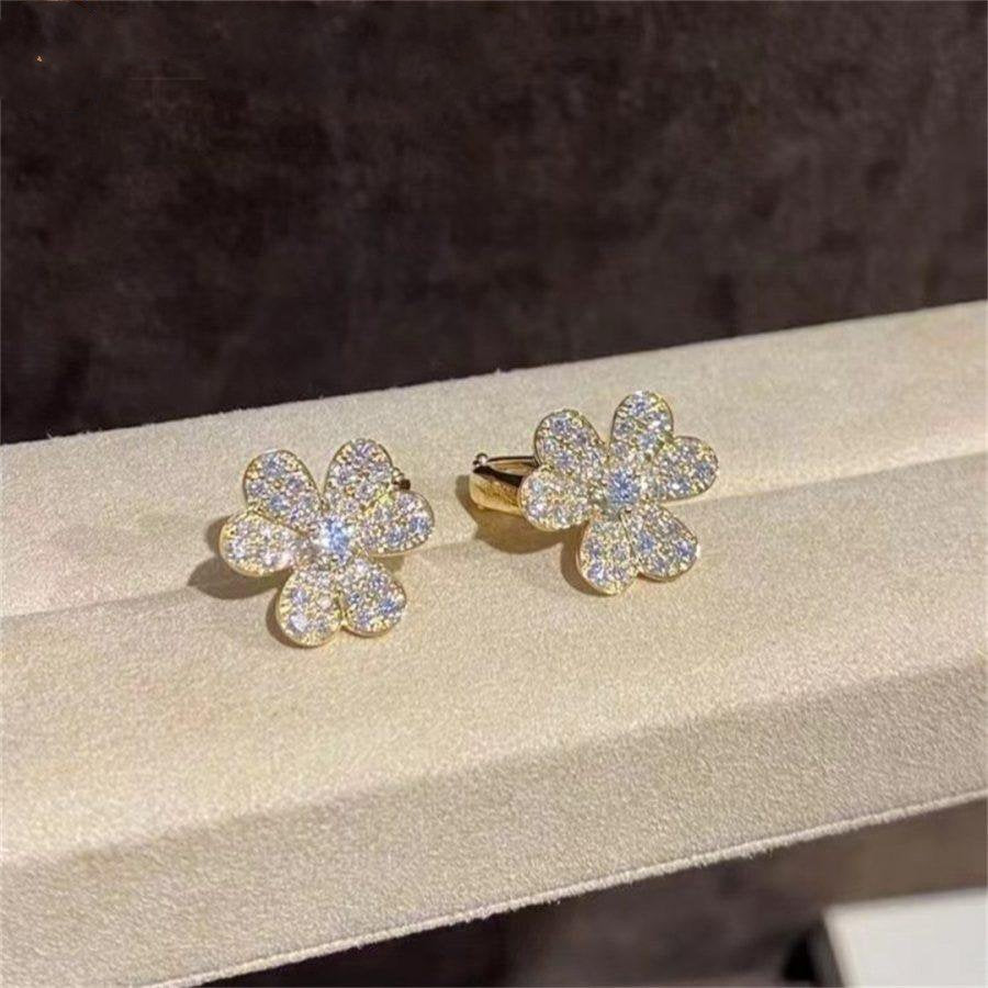 [✨ROSE✨]FRIVOLE GOLD FLOWER DIAMOND EARRINGS