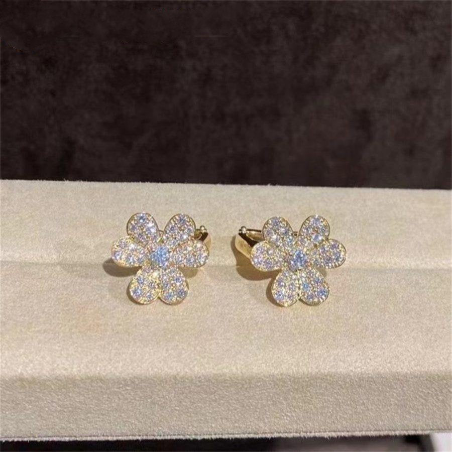 [✨ROSE✨]FRIVOLE GOLD FLOWER DIAMOND EARRINGS