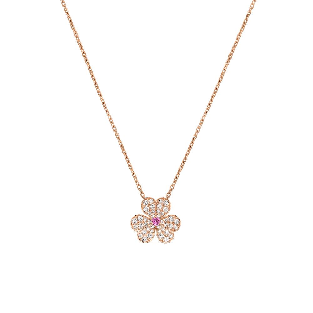 [✨ROSE✨]FRIVOLE ROSE GOLD FLOWER DIAMOND NECKLACE