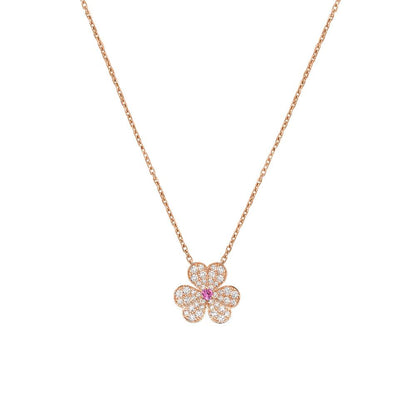 [✨ROSE✨]FRIVOLE ROSE GOLD FLOWER DIAMOND NECKLACE
