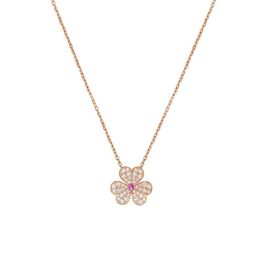 [✨ROSE✨]FRIVOLE ROSE GOLD FLOWER DIAMOND NECKLACE