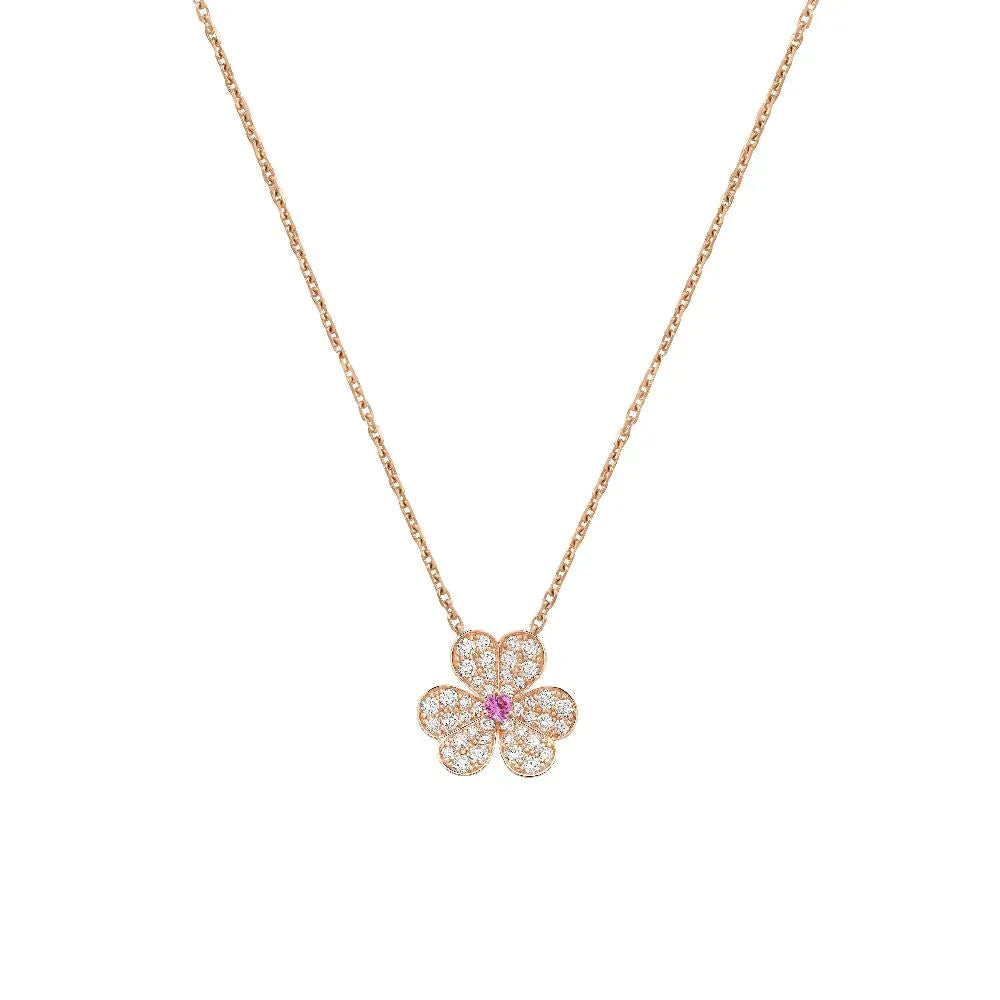 [✨ROSE✨]FRIVOLE ROSE GOLD FLOWER DIAMOND NECKLACE