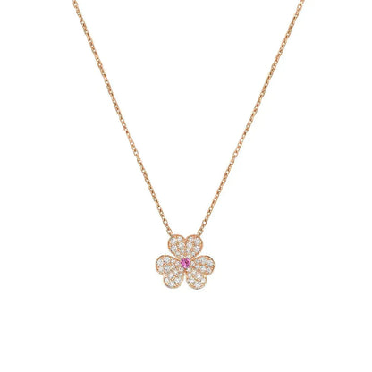 [✨ROSE✨]FRIVOLE ROSE GOLD FLOWER DIAMOND NECKLACE