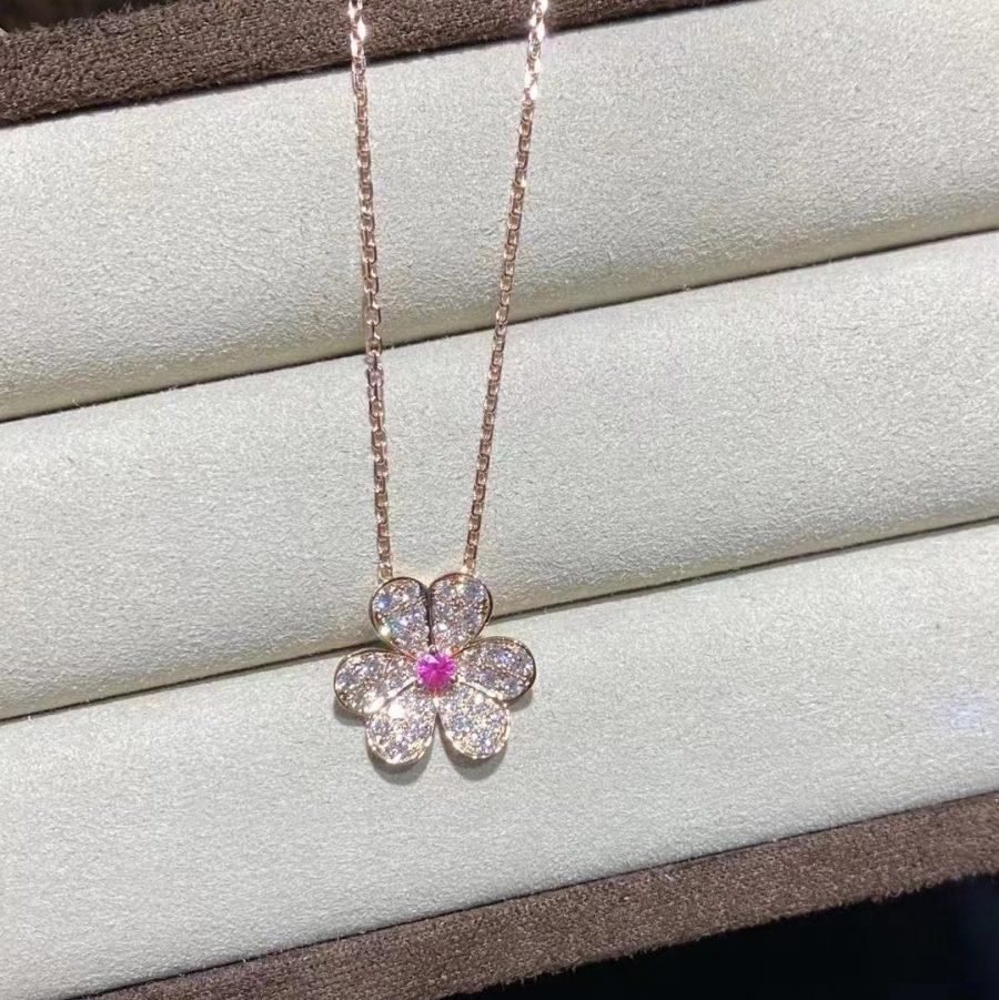 [✨ROSE✨]FRIVOLE ROSE GOLD FLOWER DIAMOND NECKLACE