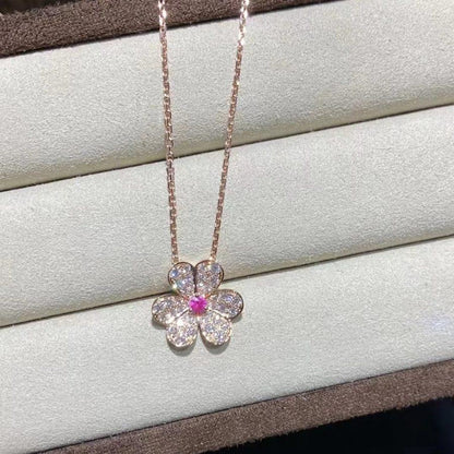 [✨ROSE✨]FRIVOLE ROSE GOLD FLOWER DIAMOND NECKLACE