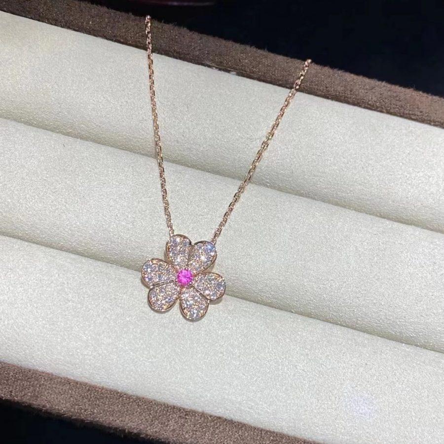 [✨ROSE✨]FRIVOLE ROSE GOLD FLOWER DIAMOND NECKLACE