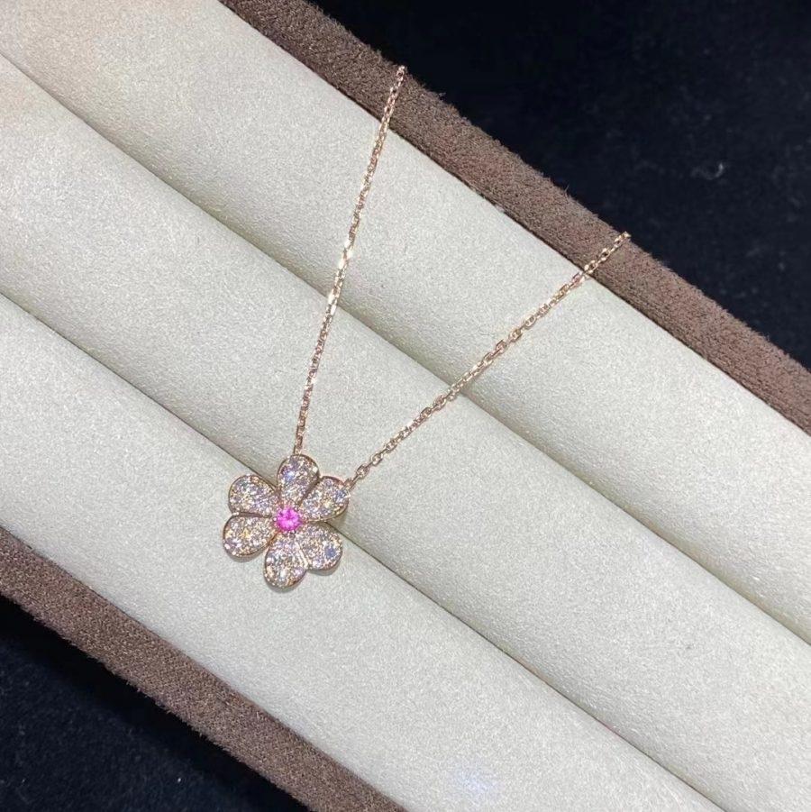 [✨ROSE✨]FRIVOLE ROSE GOLD FLOWER DIAMOND NECKLACE