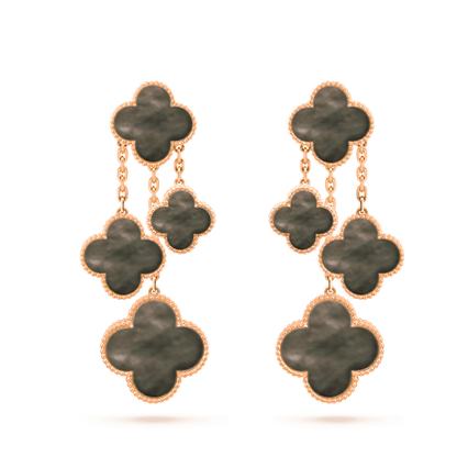 [✨ROSE✨]CLOVER EARRINGS DARK MOP 4 MOTIFS ROSE GOLD