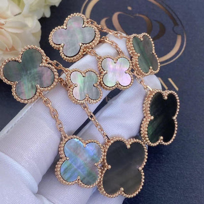 [✨ROSE✨]CLOVER EARRINGS DARK MOP 4 MOTIFS ROSE GOLD