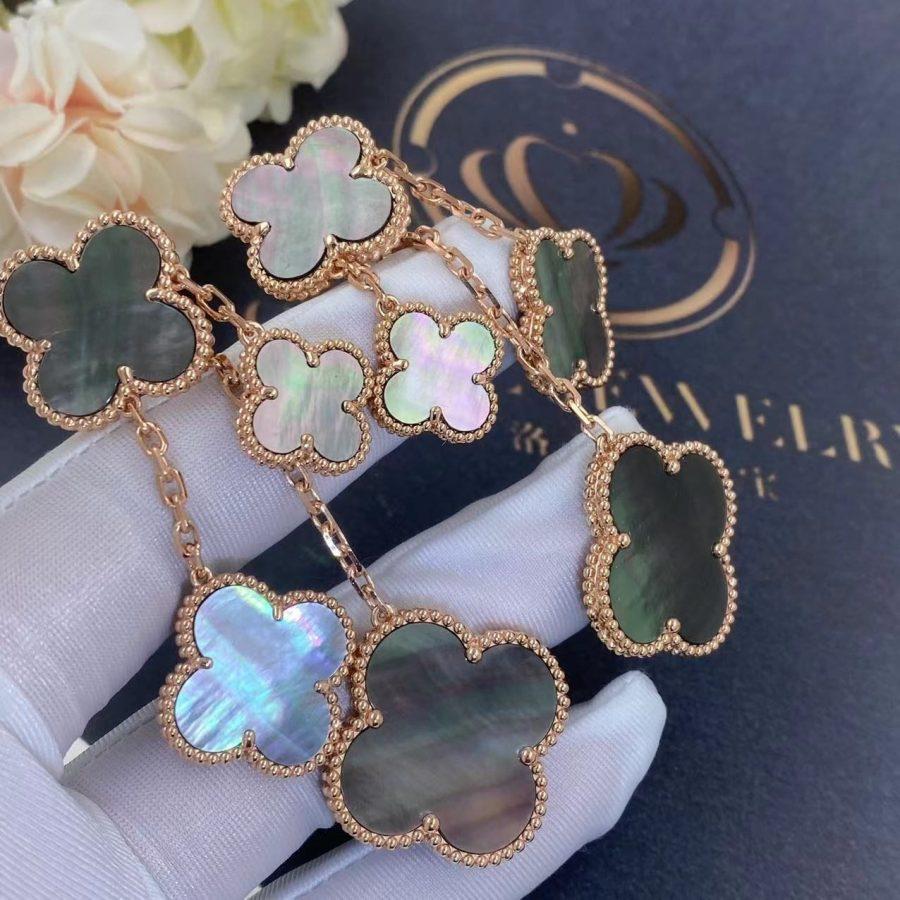 [✨ROSE✨]CLOVER EARRINGS DARK MOP 4 MOTIFS ROSE GOLD