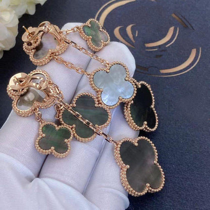 [✨ROSE✨]CLOVER EARRINGS DARK MOP 4 MOTIFS ROSE GOLD
