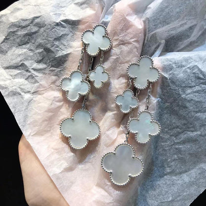 [✨ROSE✨]CLOVER EARRINGS WHITE MOP 4 MOTIFS SILVER
