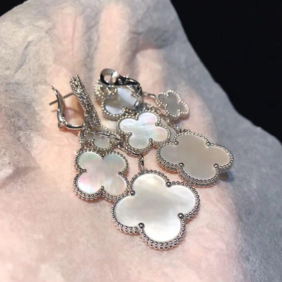 [✨ROSE✨]CLOVER EARRINGS WHITE MOP 4 MOTIFS SILVER