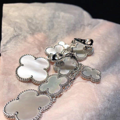 [✨ROSE✨]CLOVER EARRINGS WHITE MOP 4 MOTIFS SILVER