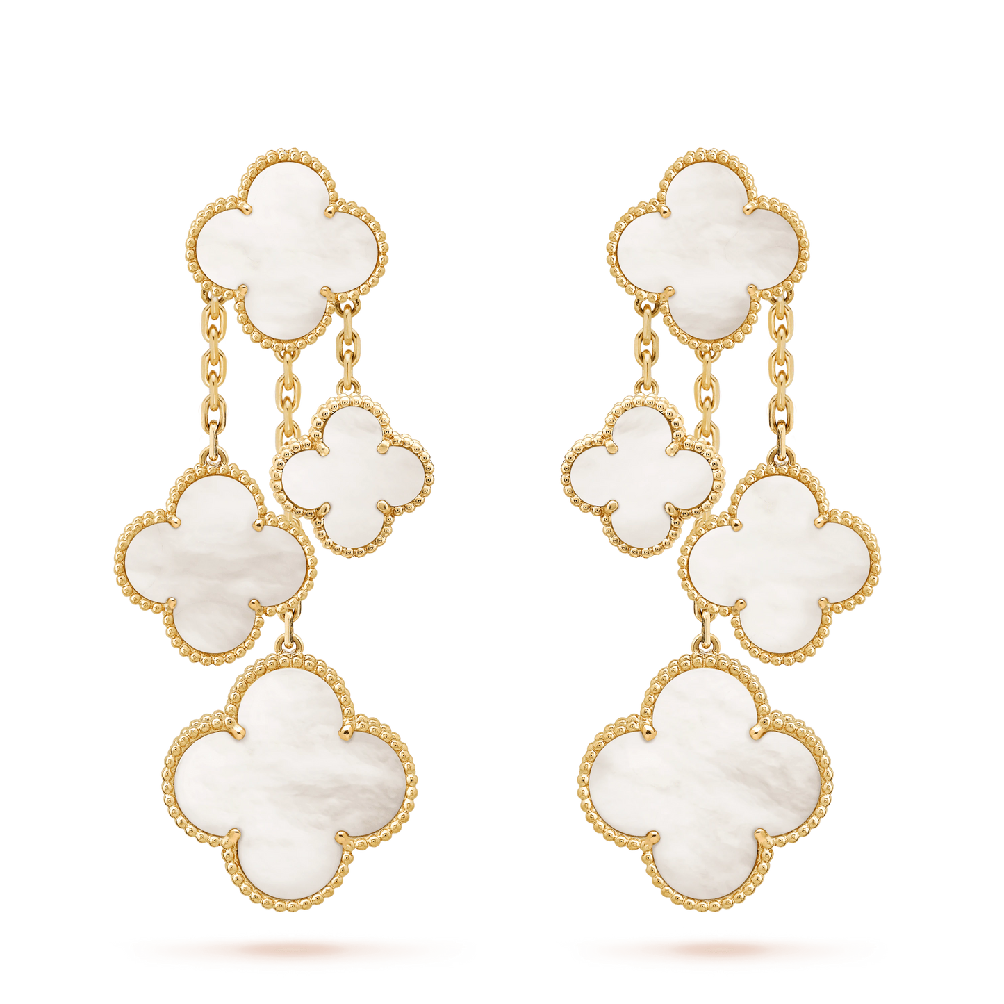 [✨ROSE✨]CLOVER EARRINGS WHITE MOP 4 MOTIFS GOLD