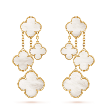 [✨ROSE✨]CLOVER EARRINGS WHITE MOP 4 MOTIFS GOLD