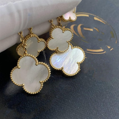 [✨ROSE✨]CLOVER EARRINGS WHITE MOP 4 MOTIFS GOLD