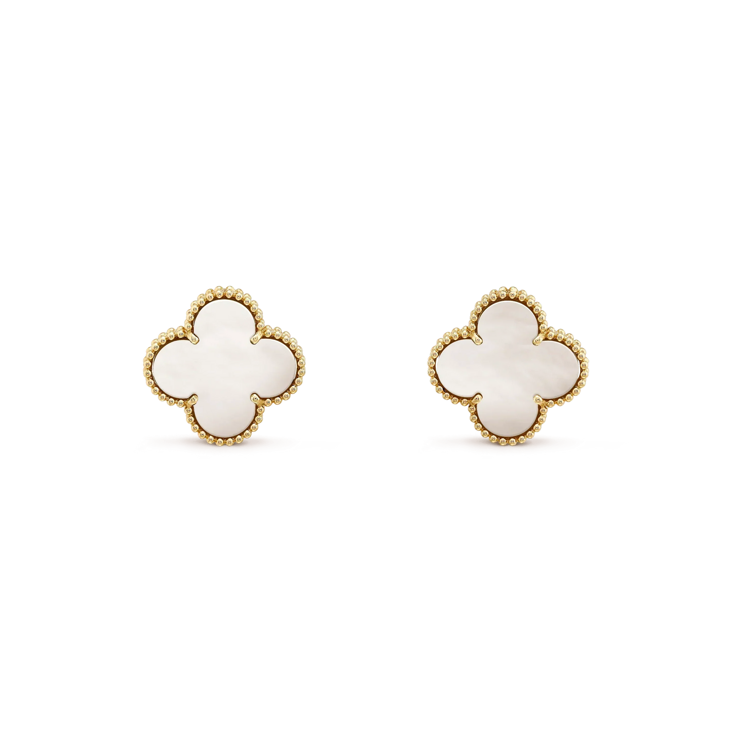 [✨ROSE✨]CLOVER MEDIUM 1 MOTIFS  WHITE MOP STUD EARRINGS