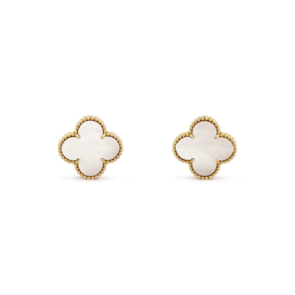 [✨ROSE✨]CLOVER MEDIUM 1 MOTIFS  WHITE MOP STUD EARRINGS