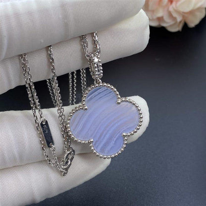 [✨ROSE✨]CLOVER SILVER CHALCEDONY BIG CLOVER NECKLACE