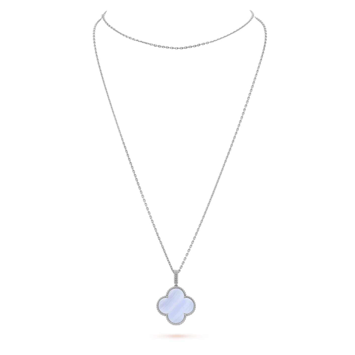 [✨ROSE✨]CLOVER SILVER CHALCEDONY BIG CLOVER NECKLACE