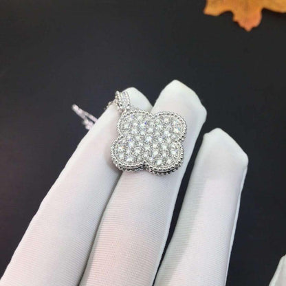 [✨ROSE✨]CLOVER 25MM SILVER FULL DIAMOND BIG CLOVER NECKLACE