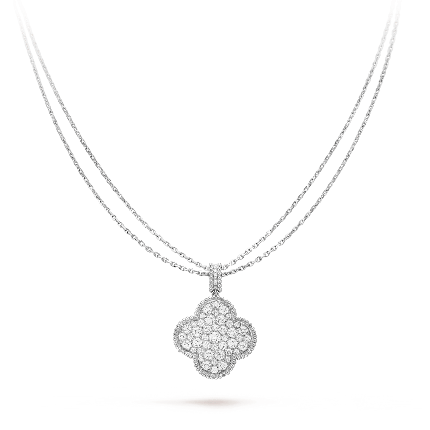 [✨ROSE✨]CLOVER 25MM SILVER FULL DIAMOND BIG CLOVER NECKLACE