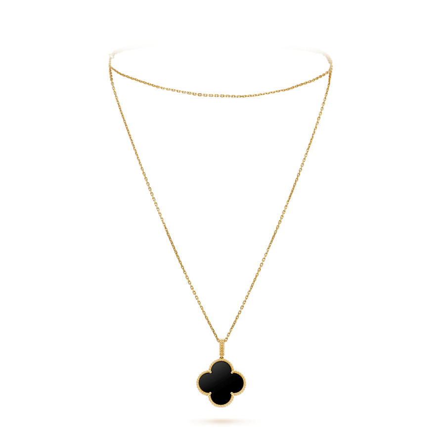 [✨ROSE✨]CLOVER 25MM GOLD ONYX BIG CLOVER NECKLACE