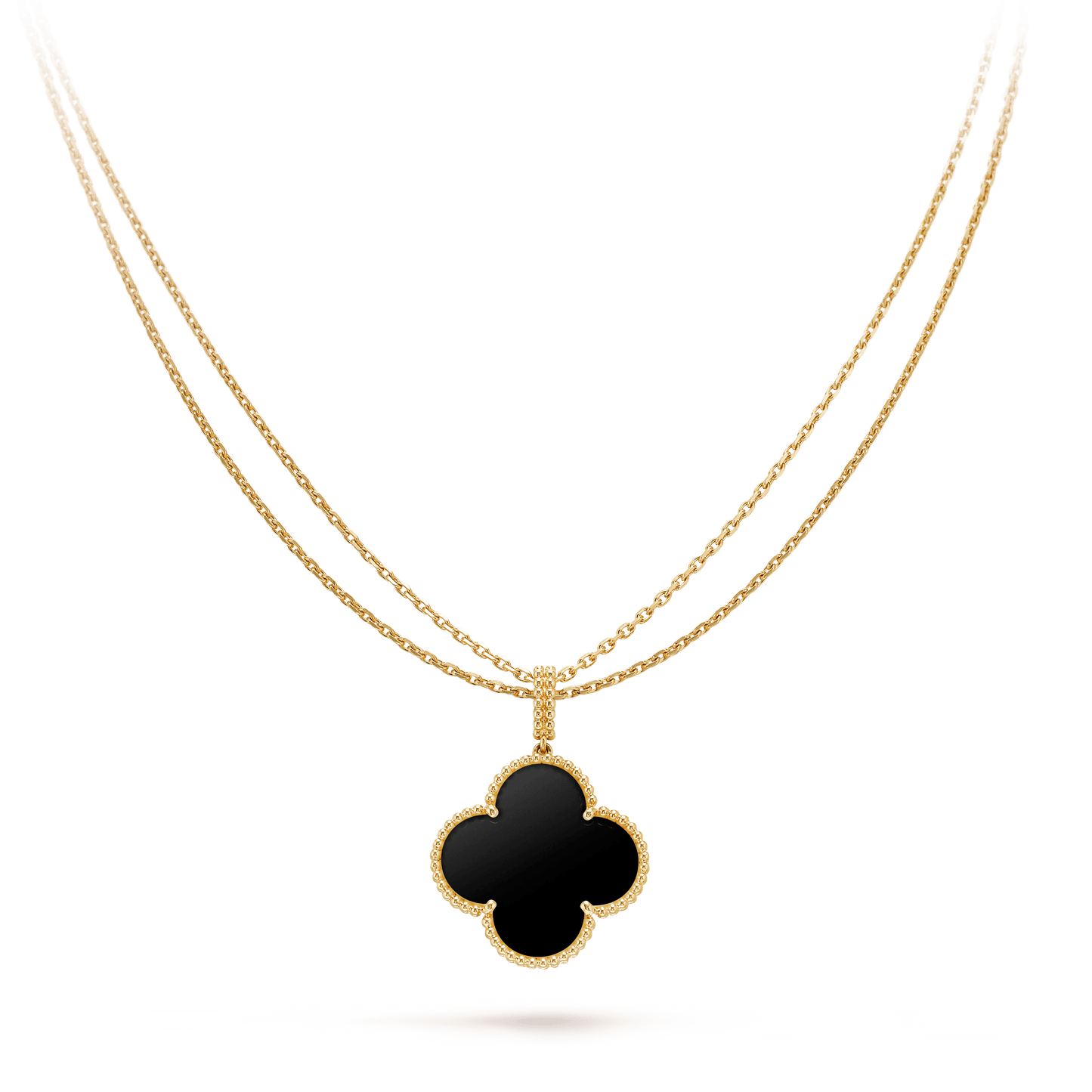 [✨ROSE✨]CLOVER 25MM GOLD ONYX BIG CLOVER NECKLACE