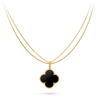 [✨ROSE✨]CLOVER 25MM GOLD ONYX BIG CLOVER NECKLACE