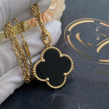 [✨ROSE✨]CLOVER 25MM GOLD ONYX BIG CLOVER NECKLACE