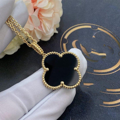 [✨ROSE✨]CLOVER 25MM GOLD ONYX BIG CLOVER NECKLACE