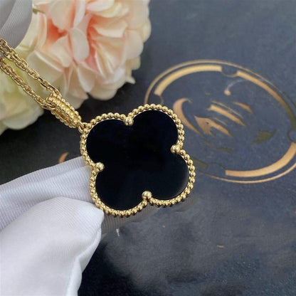 [✨ROSE✨]CLOVER 25MM GOLD ONYX BIG CLOVER NECKLACE