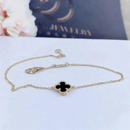 [✨ROSE✨]CLOVER ONYX SINGLE FLOWER BRACELET