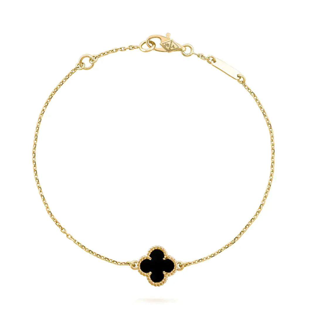 [✨ROSE✨]CLOVER ONYX SINGLE FLOWER BRACELET