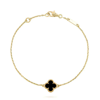 [✨ROSE✨]CLOVER ONYX SINGLE FLOWER BRACELET