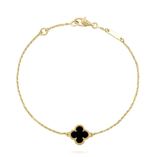 [✨ROSE✨]CLOVER ONYX SINGLE FLOWER BRACELET