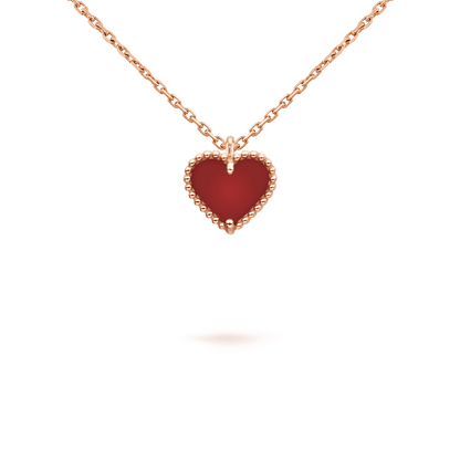 [✨ROSE✨]SWEET CLOVER CARNELIAN HEART NECKLACE