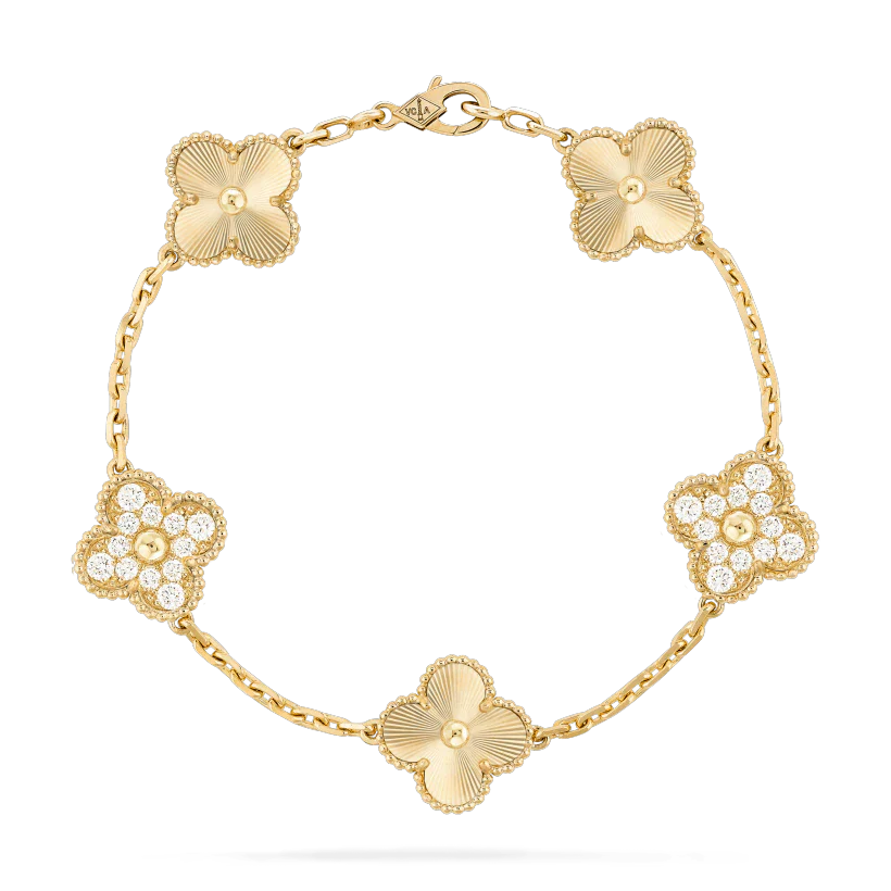 [✨ROSE✨]CLOVER BRACELET 5 MOTIFS GOLD DIAMOND