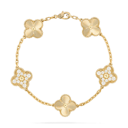 [✨ROSE✨]CLOVER BRACELET 5 MOTIFS GOLD DIAMOND