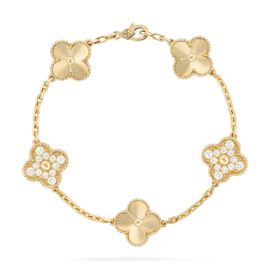 [✨ROSE✨]CLOVER BRACELET 5 MOTIFS GOLD DIAMOND