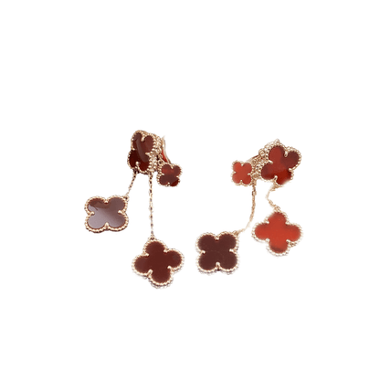 [✨ROSE✨]CLOVER EARRINGS CARNELIAN 4 MOTIFS PINK GOLD
