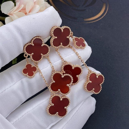 [✨ROSE✨]CLOVER EARRINGS CARNELIAN 4 MOTIFS PINK GOLD